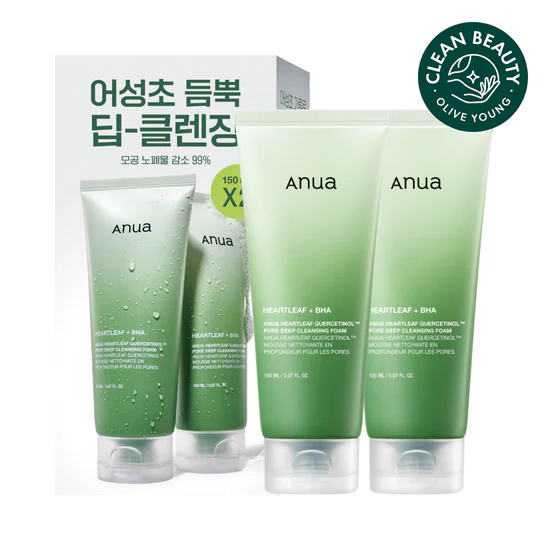 Anua HEARTLEAF QUERCETINOL PORE DEEP CLEANSING FOAM 150ml (1+1)